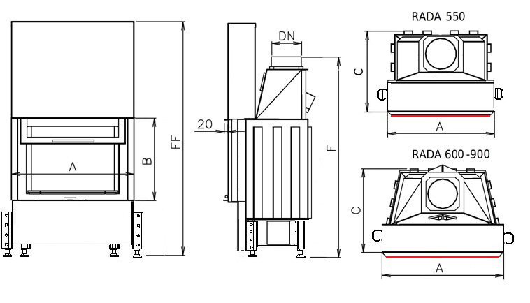 Kobok Chopok L VD 670/510 9 kW rovné dvierka - výsuvné.