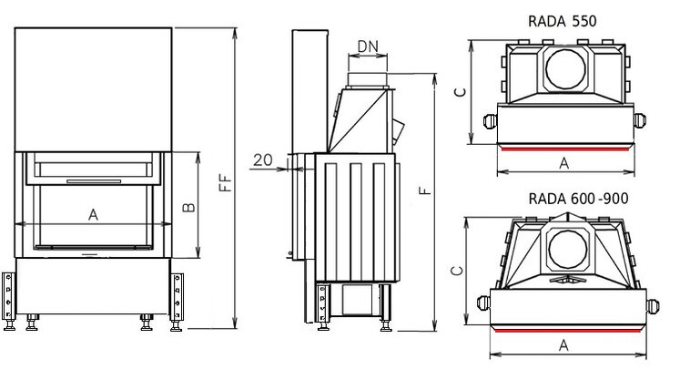 Kobok Chopok L VD 970/450 12 kW rovné dvierka - výsuvné.