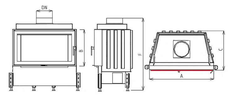 Kobok Kazeta L LD 730/450 6,5 kW rovné dvierka- otváranie do strany .