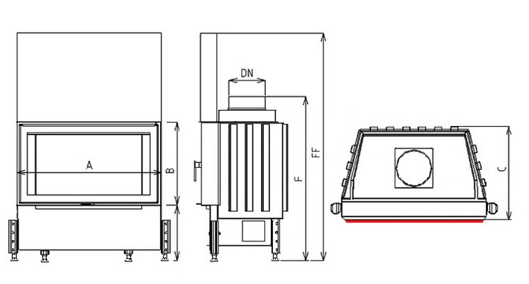 Kobok Kazeta L VD 800/450 , 6,5kW rovné dvierka- výsuvné.